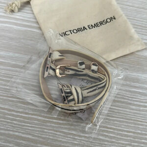 Victoria Emerson Black and Cream Zebra Leather Watch Band